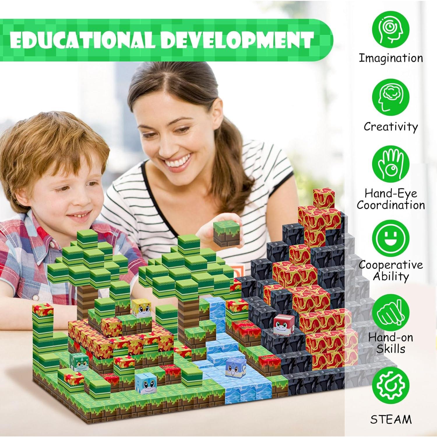 Bloques Magnéticos SKTMYY Dinosaurios y Volcanes 26.7x20.6cm