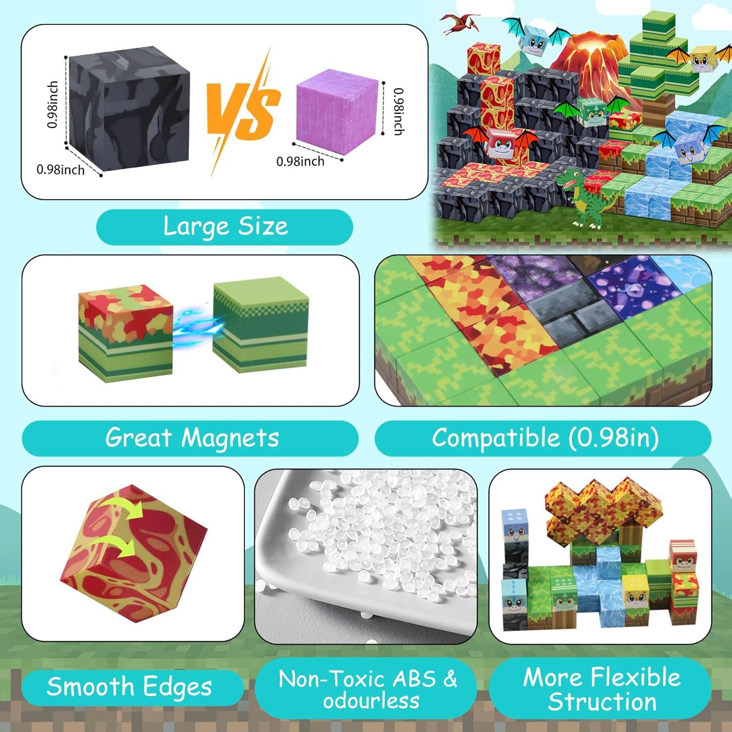 Bloques Magnéticos SKTMYY Dinosaurios y Volcanes 26.7x20.6cm
