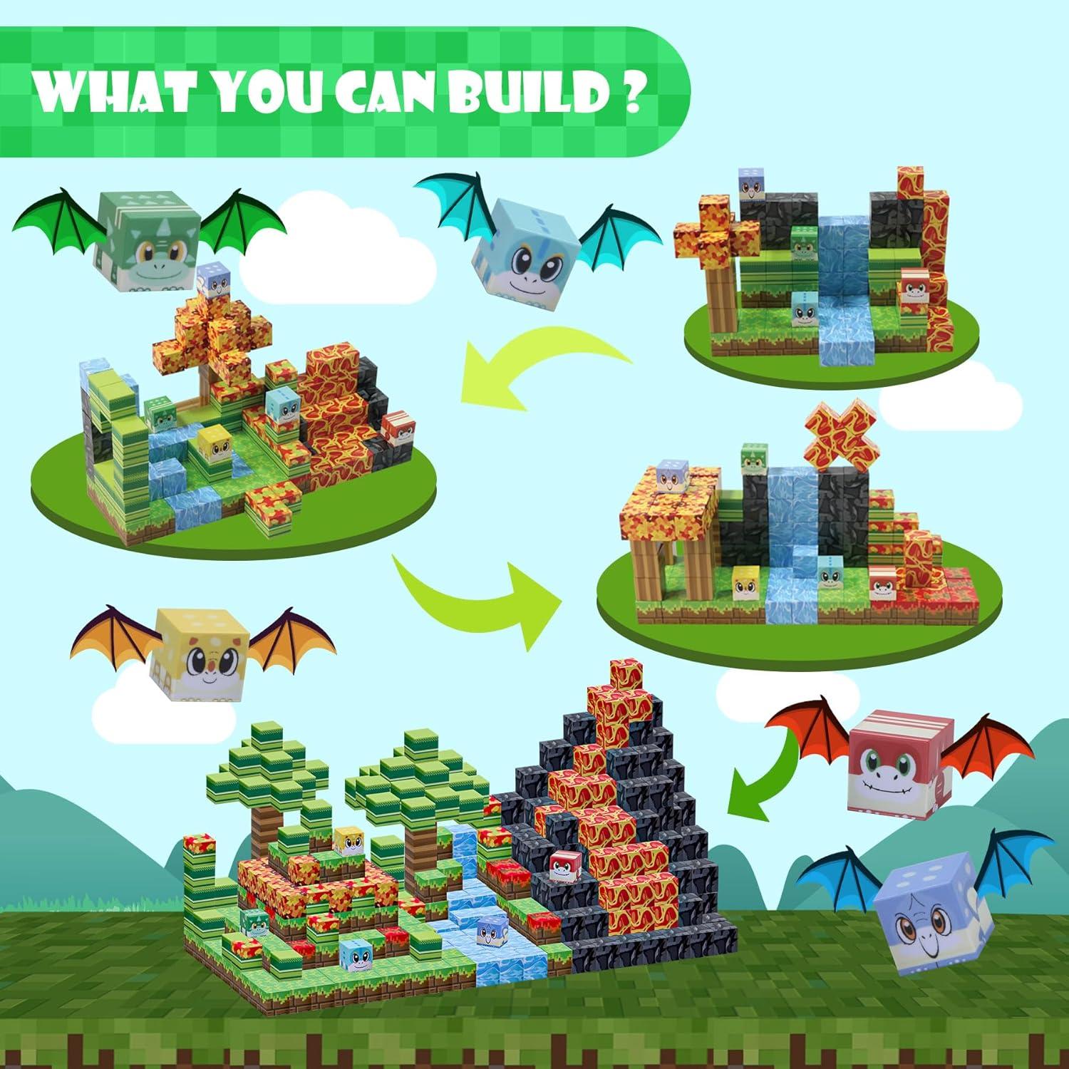 Bloques Magnéticos SKTMYY Dinosaurios y Volcanes 26.7x20.6cm