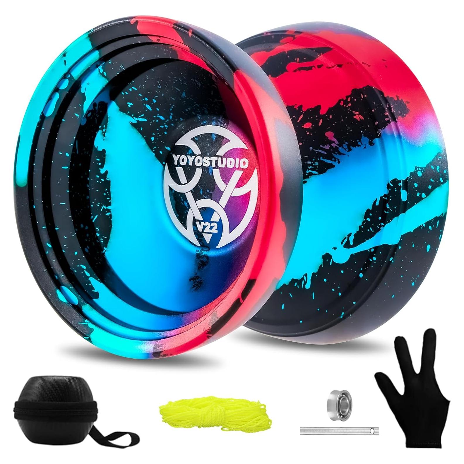 Yoyo Profesional YOYOSTUDIO V22 con Accesorios - Negro Azul Rojo