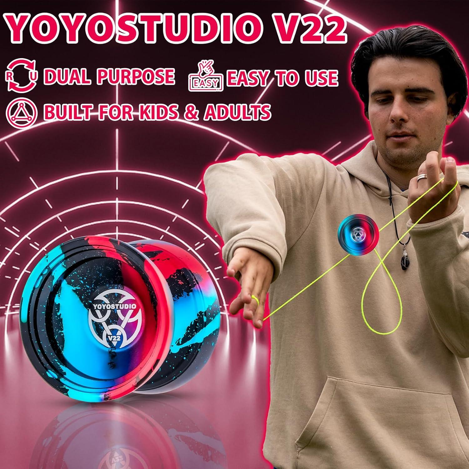 Yoyo Profesional YOYOSTUDIO V22 con Accesorios - Negro Azul Rojo