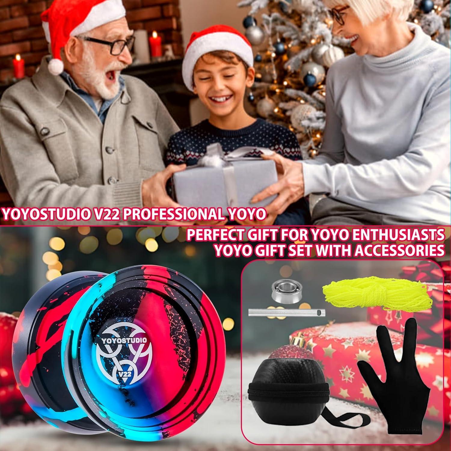 Yoyo Profesional YOYOSTUDIO V22 con Accesorios - Negro Azul Rojo