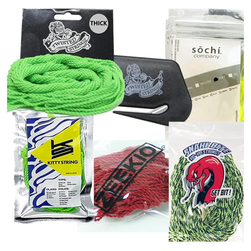 Sample Pack of Our 5 Most Popular Yo-Yo Strings - Free String Cutter - Kitty, Zeekio, Sochi, Twisted, Snake Bite