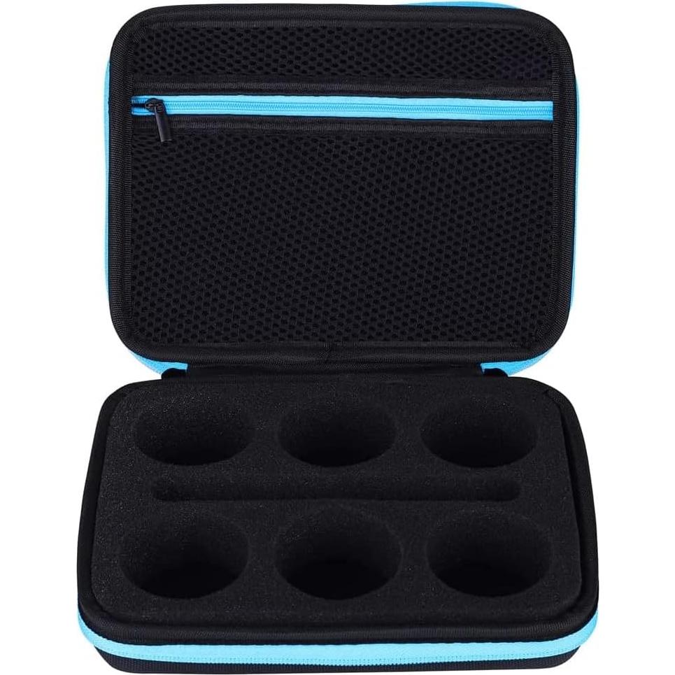MAGICYOYO Yoyo Ball Storage Bag, Professional Yo-yo Case with Dual Zipper, Yo-Yo Carry Bag with Handle for Outdoor Equipment Protective Bag, 8 Yo Yo Storage Holes and Interior Zip Mesh Bag-Black Blue