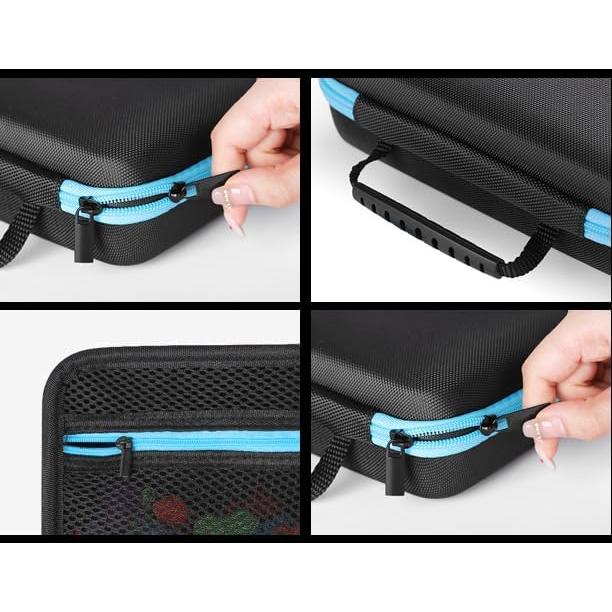 MAGICYOYO Yoyo Ball Storage Bag, Professional Yo-yo Case with Dual Zipper, Yo-Yo Carry Bag with Handle for Outdoor Equipment Protective Bag, 8 Yo Yo Storage Holes and Interior Zip Mesh Bag-Black Blue