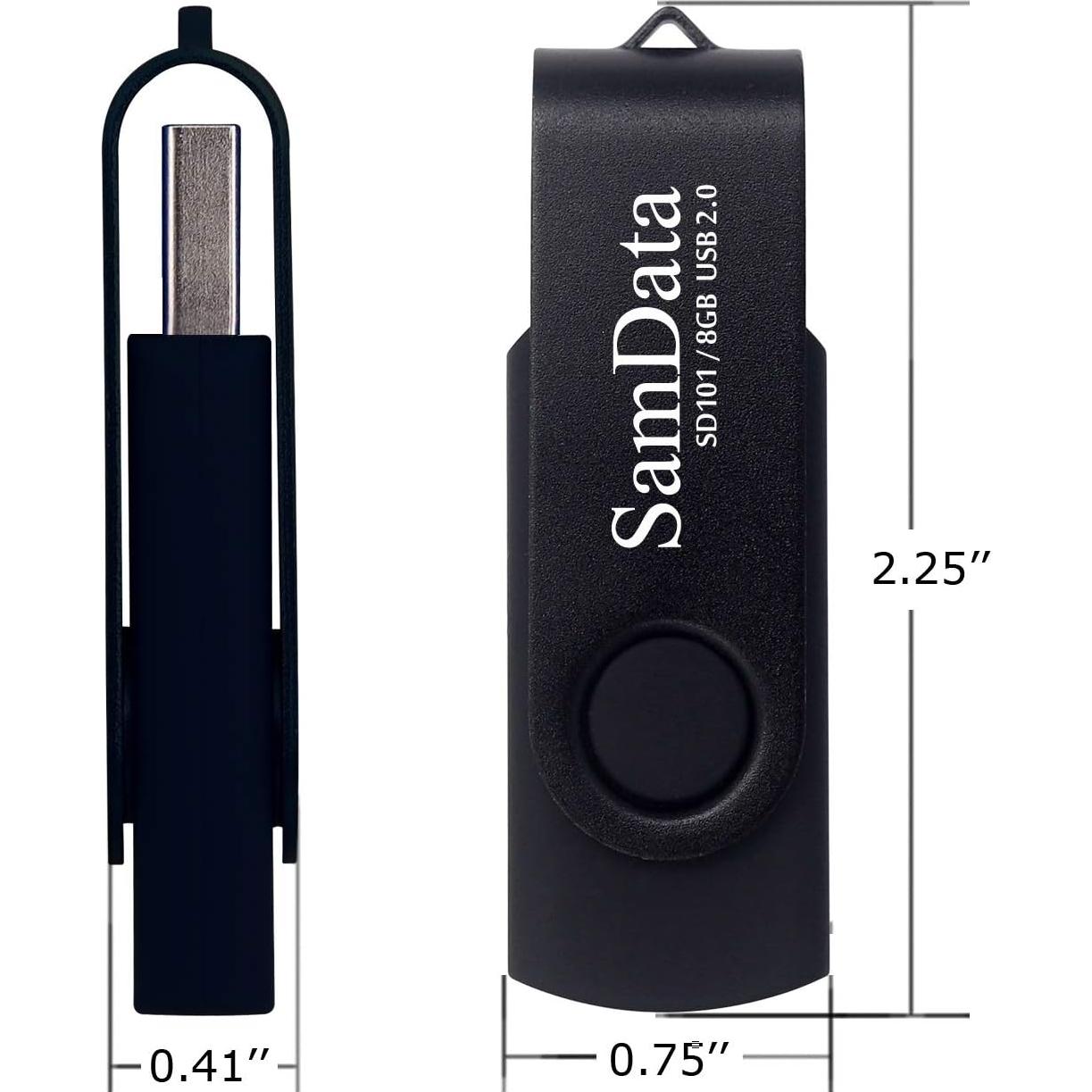 Paquete de 2 Unidades Flash USB 2.0 8GB SamData Negro
