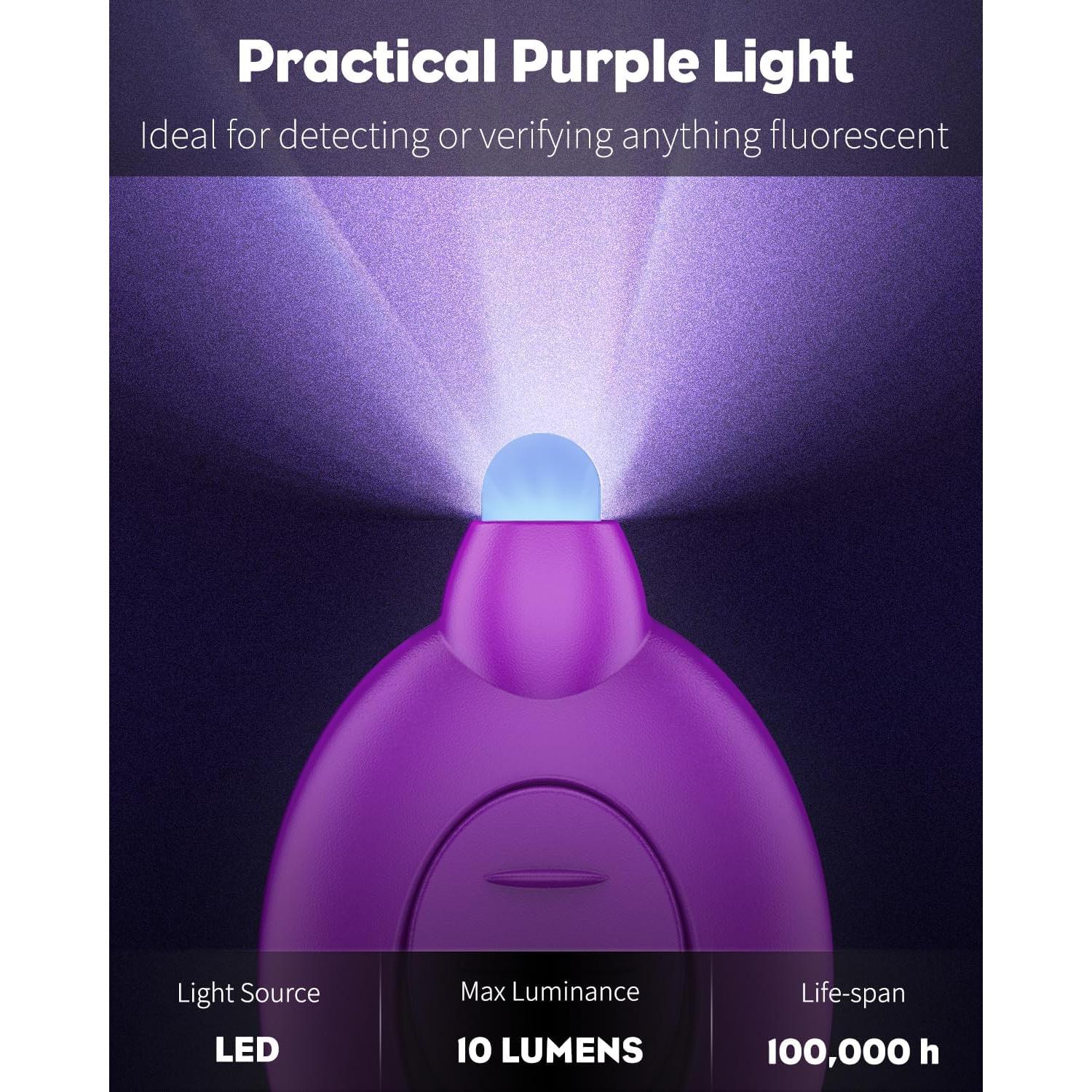 Uniclife Paquete de 5 Mini Linternas LED UV Portátiles