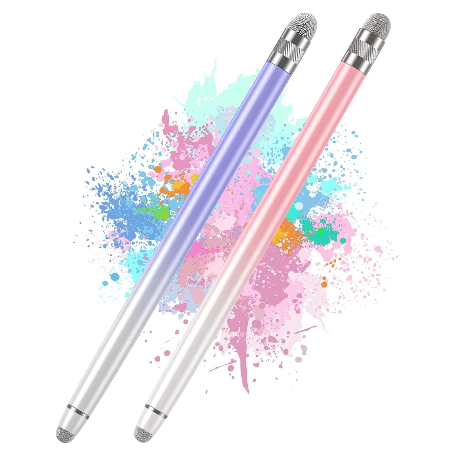 2 Lápices Stylus Bopomofo para Pantallas Táctiles - Blanco Rosa/Púrpura