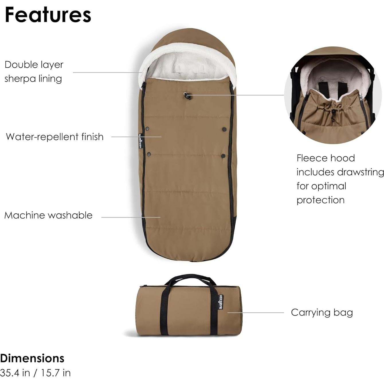 Saco de Dormir Babyzen YOYO Toffee - Forro Polar y Sherpa