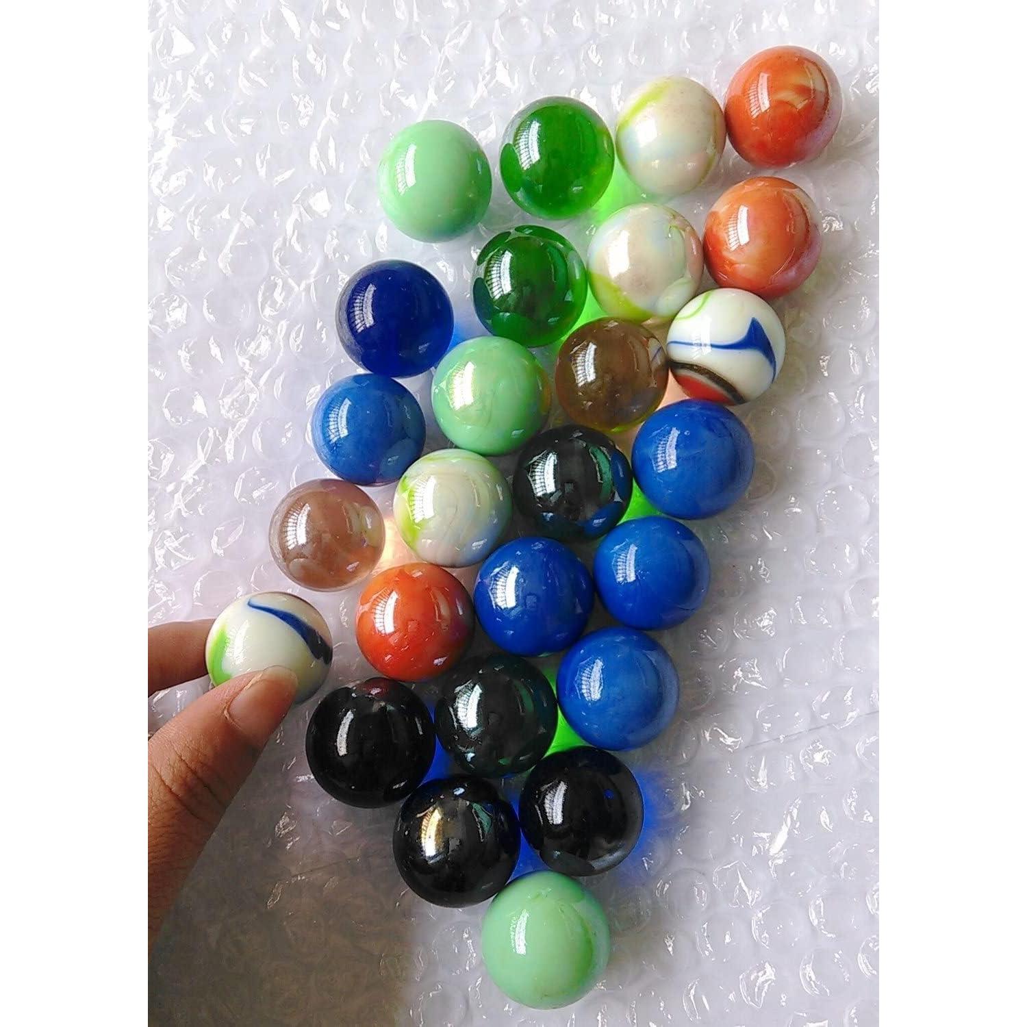 12 Canicas de Vidrio Surtidas Qich 11.4x7.6 cm Colores Vivos