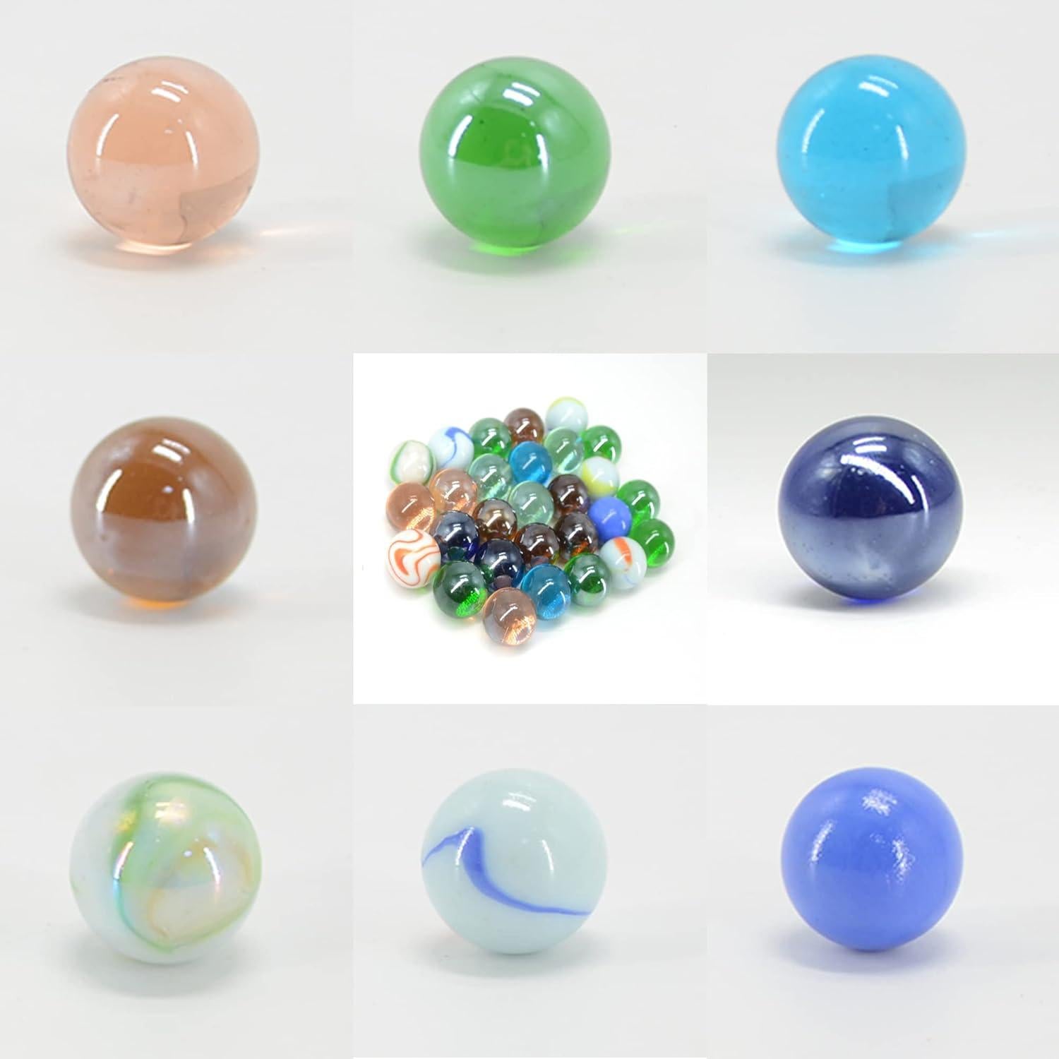 12 Canicas de Vidrio Surtidas Qich 11.4x7.6 cm Colores Vivos