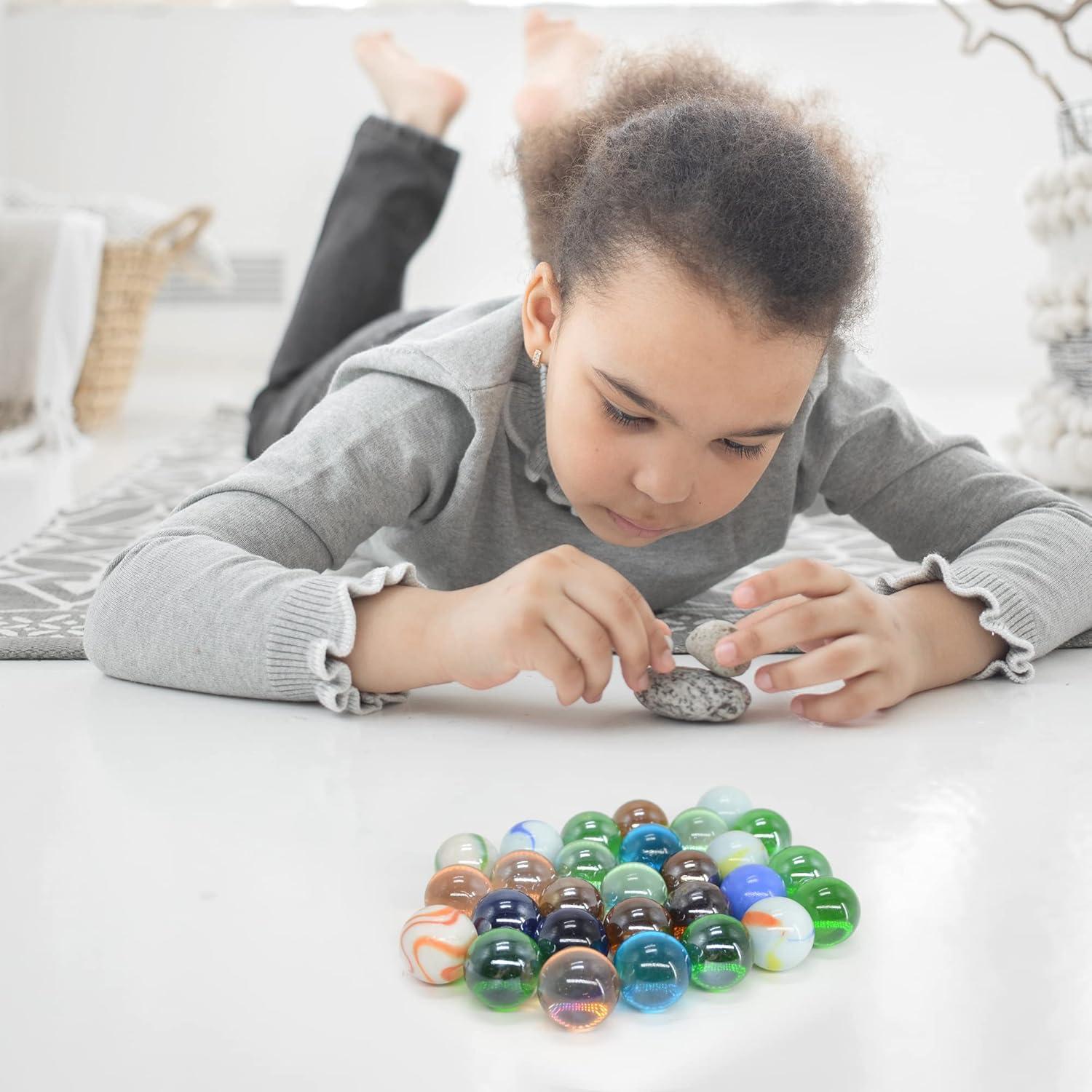 12 Canicas de Vidrio Surtidas Qich 11.4x7.6 cm Colores Vivos