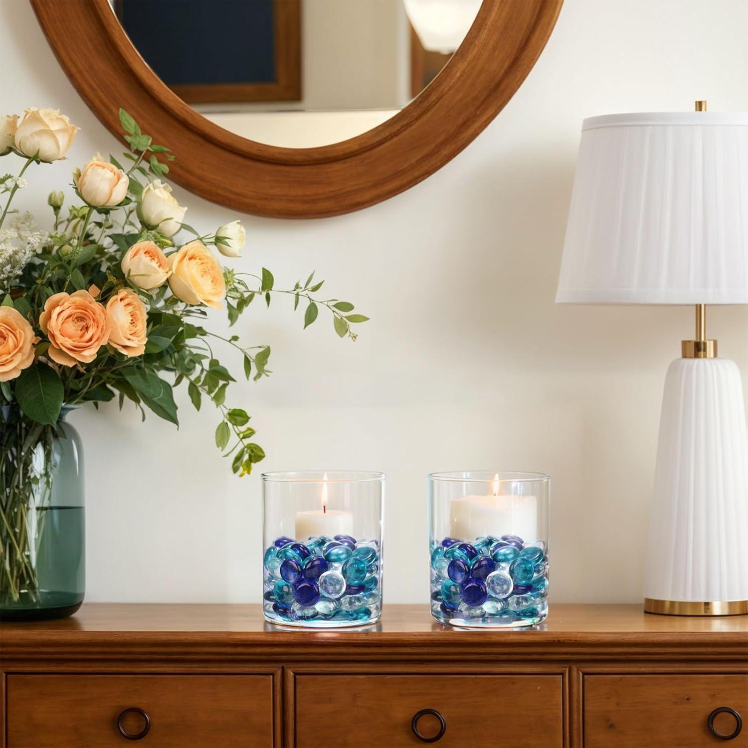 Canicas de Vidrio Planas FUTUREPLUSX 500PCS Azul Decorativas