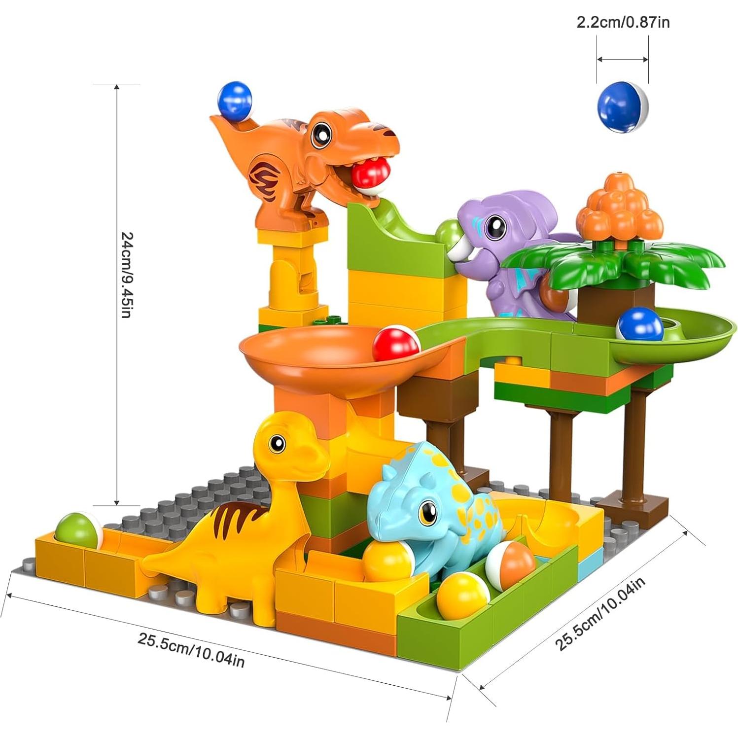Set de Carrera de Canicas y Bloques de Construcción Dinosaurios