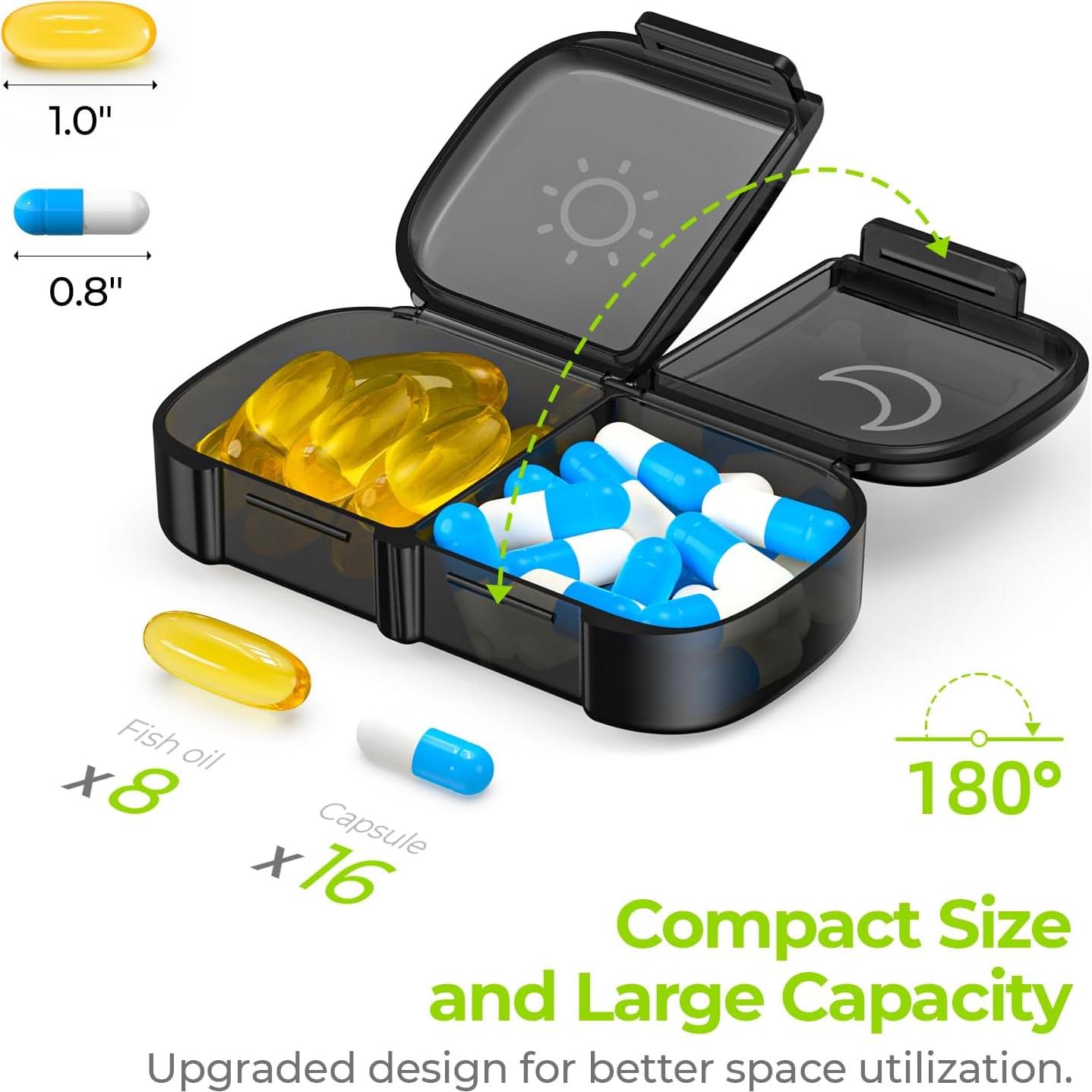 Organizador de Pastillas AUVON XL Semanal 2 Veces al Día Negro