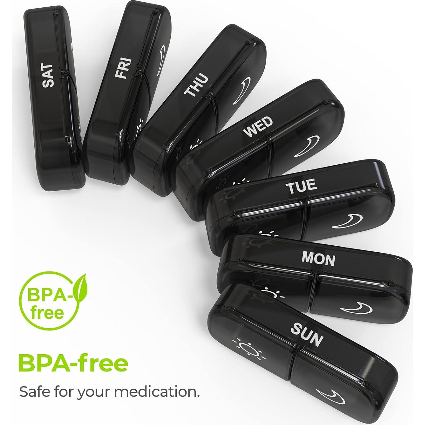Organizador de Pastillas AUVON XL Semanal 2 Veces al Día Negro
