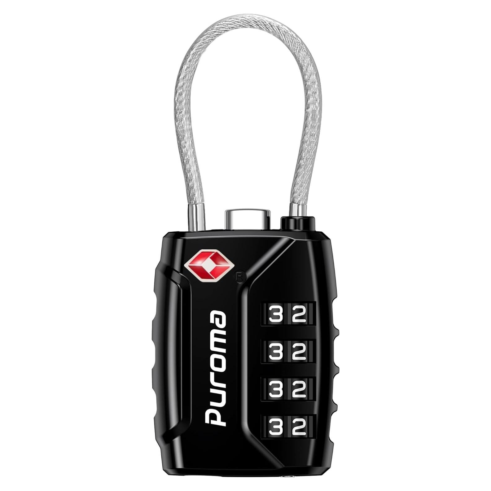 Candado de Equipaje Puroma CLL28B Combinación 4 Dígitos Negro