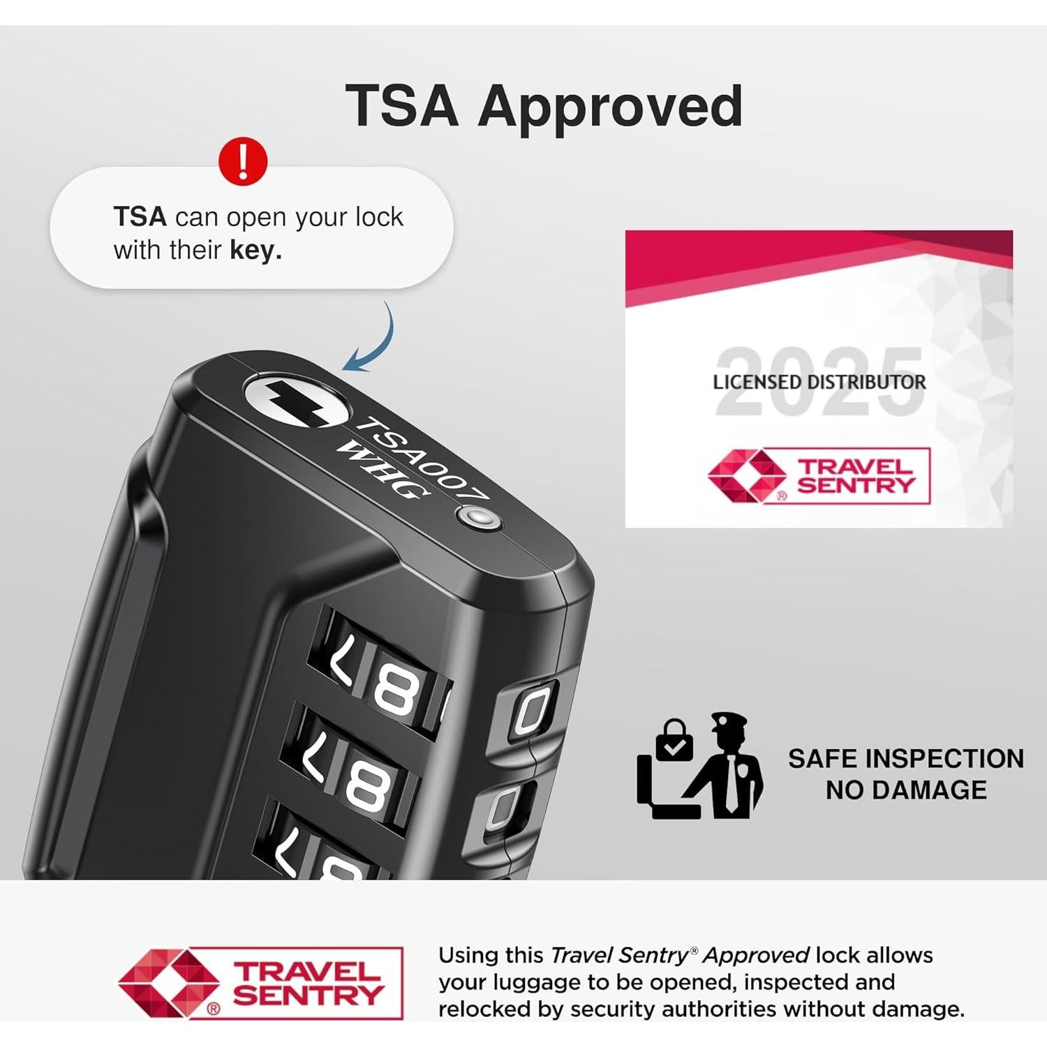 Candado de Equipaje Puroma CLL28B Combinación 4 Dígitos Negro