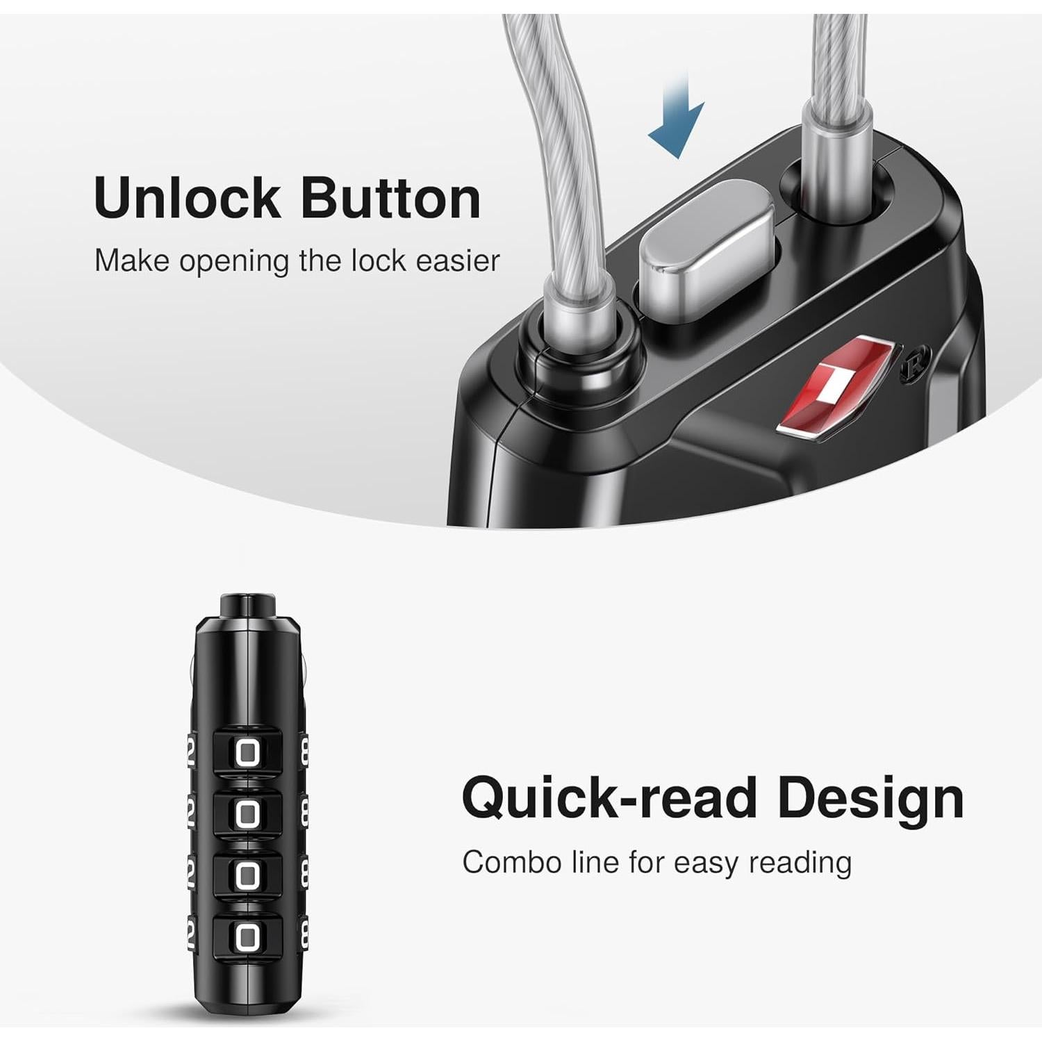 Candado de Equipaje Puroma CLL28B Combinación 4 Dígitos Negro