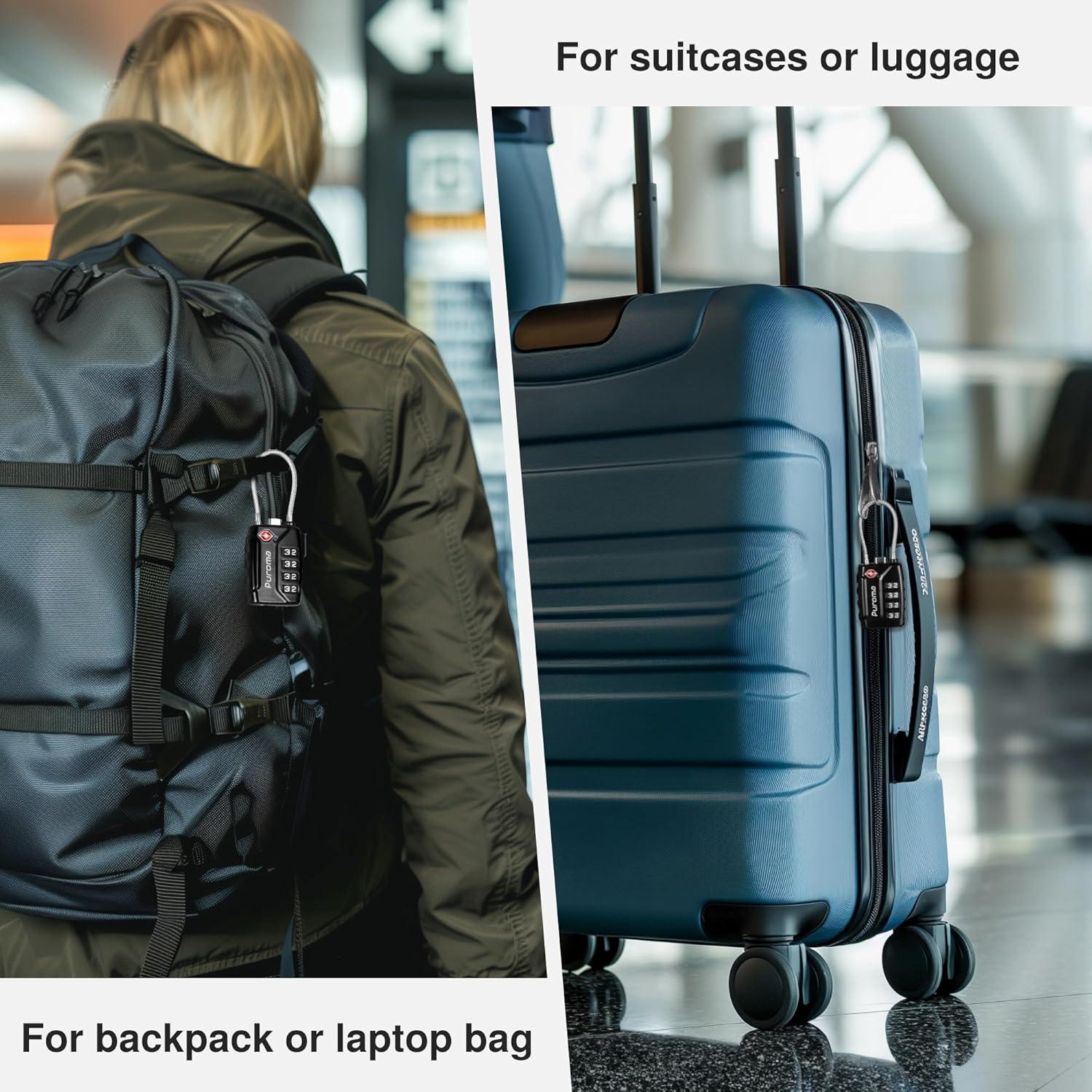 Candado de Equipaje Puroma CLL28B Combinación 4 Dígitos Negro