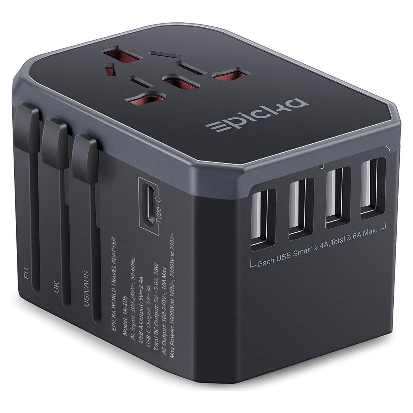 Adaptador de Viaje Universal EPICKA TA-105 con 4 Puertos USB