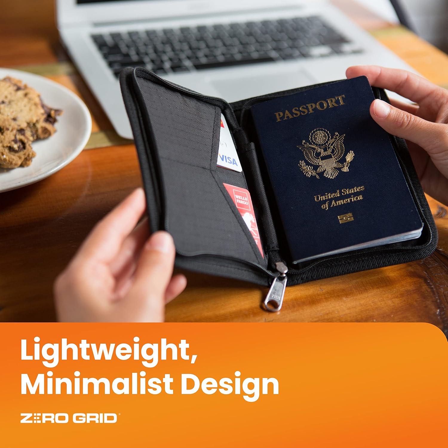 Portapasaportes y Cartera de Viaje Zero Grid - Negro - RFID