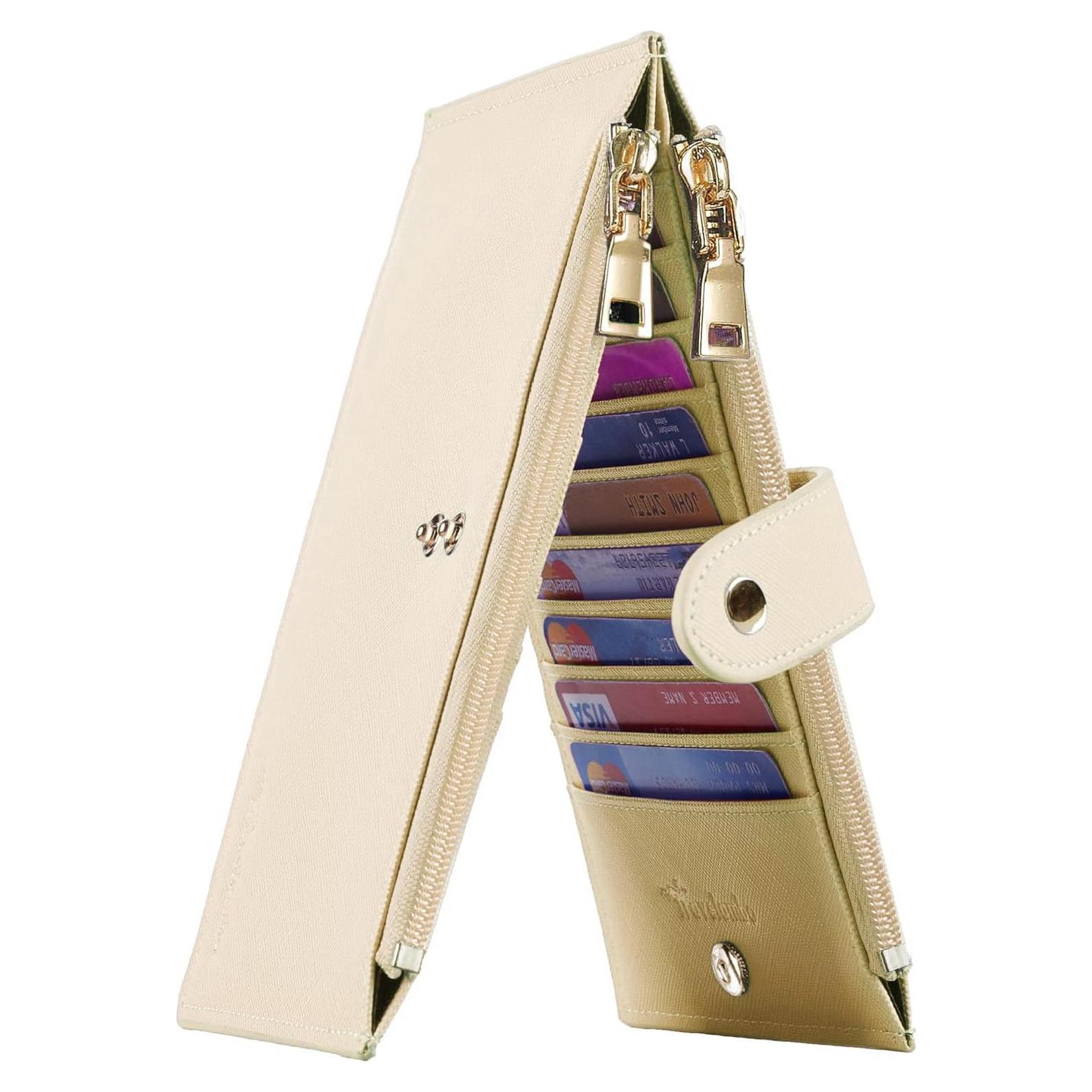 Billetera Travelambo RFID Mujer Grande Bifold 16 Tarjetas Beige