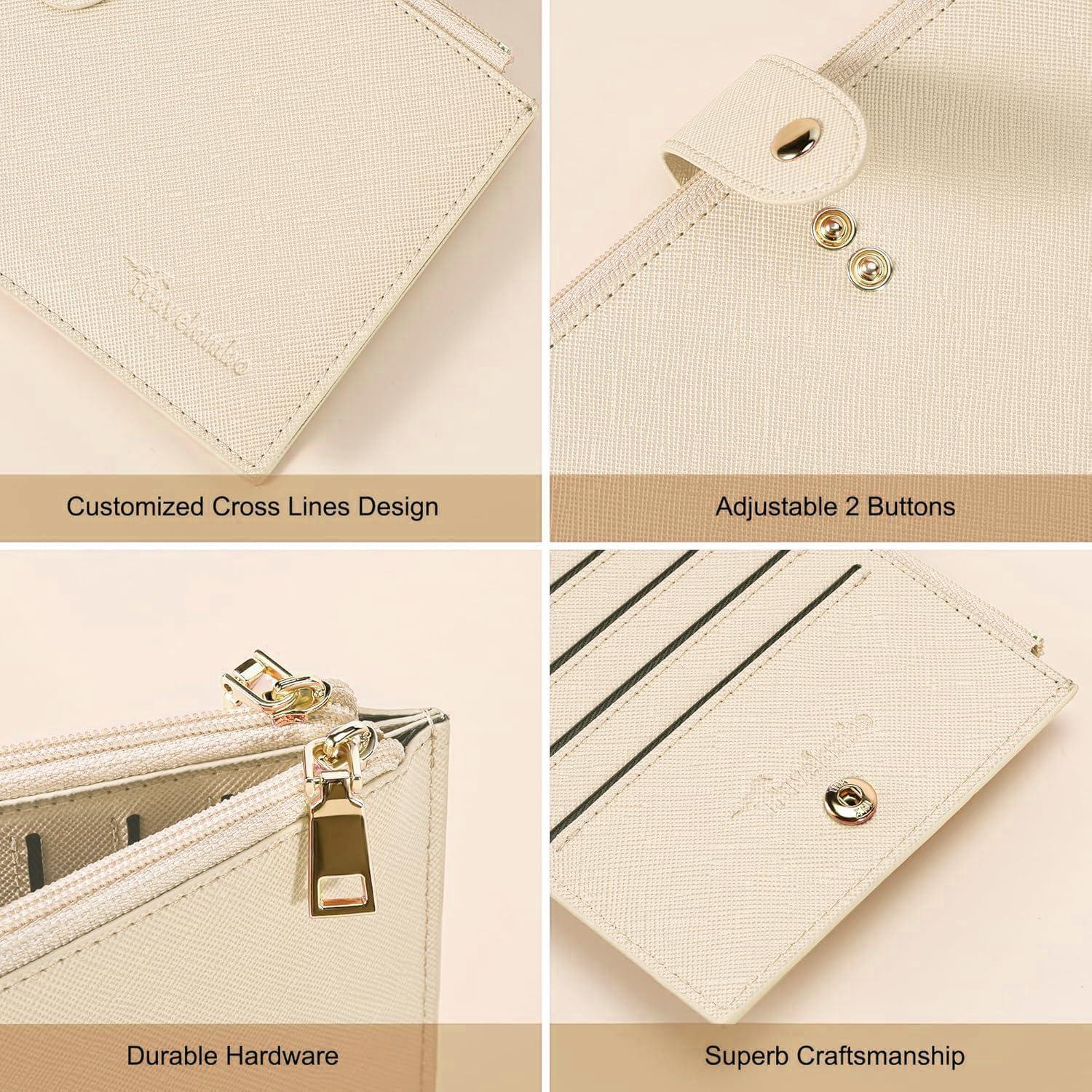 Billetera Travelambo RFID Mujer Grande Bifold 16 Tarjetas Beige