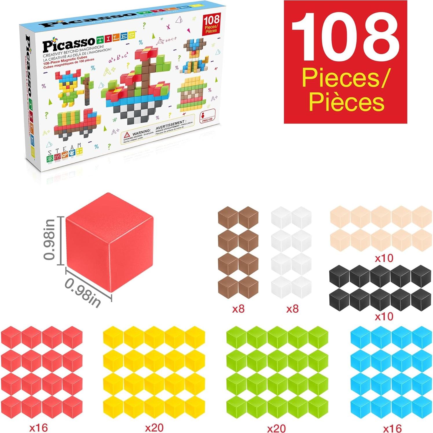 Cubos Magnéticos Picasso 108 Piezas Juguete Educativo 3+