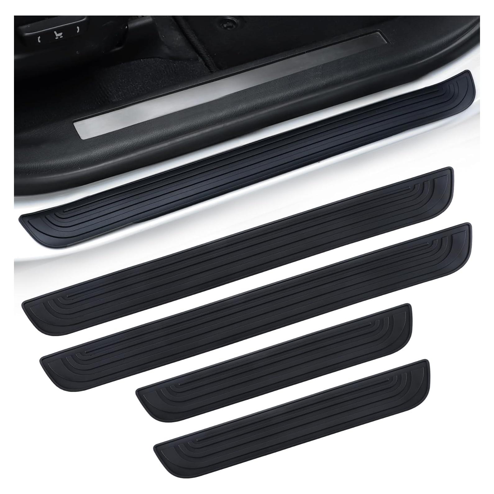 SINGARO Protección Umbral Puerta Coche 4PCS Goma Negra