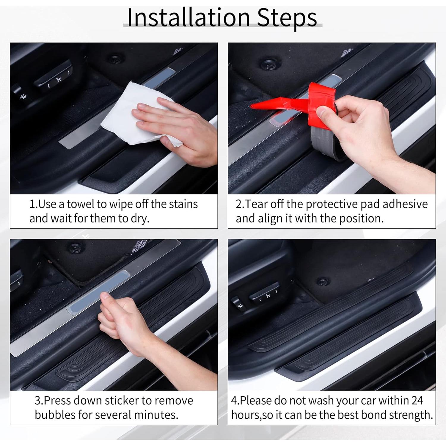 SINGARO Protección Umbral Puerta Coche 4PCS Goma Negra