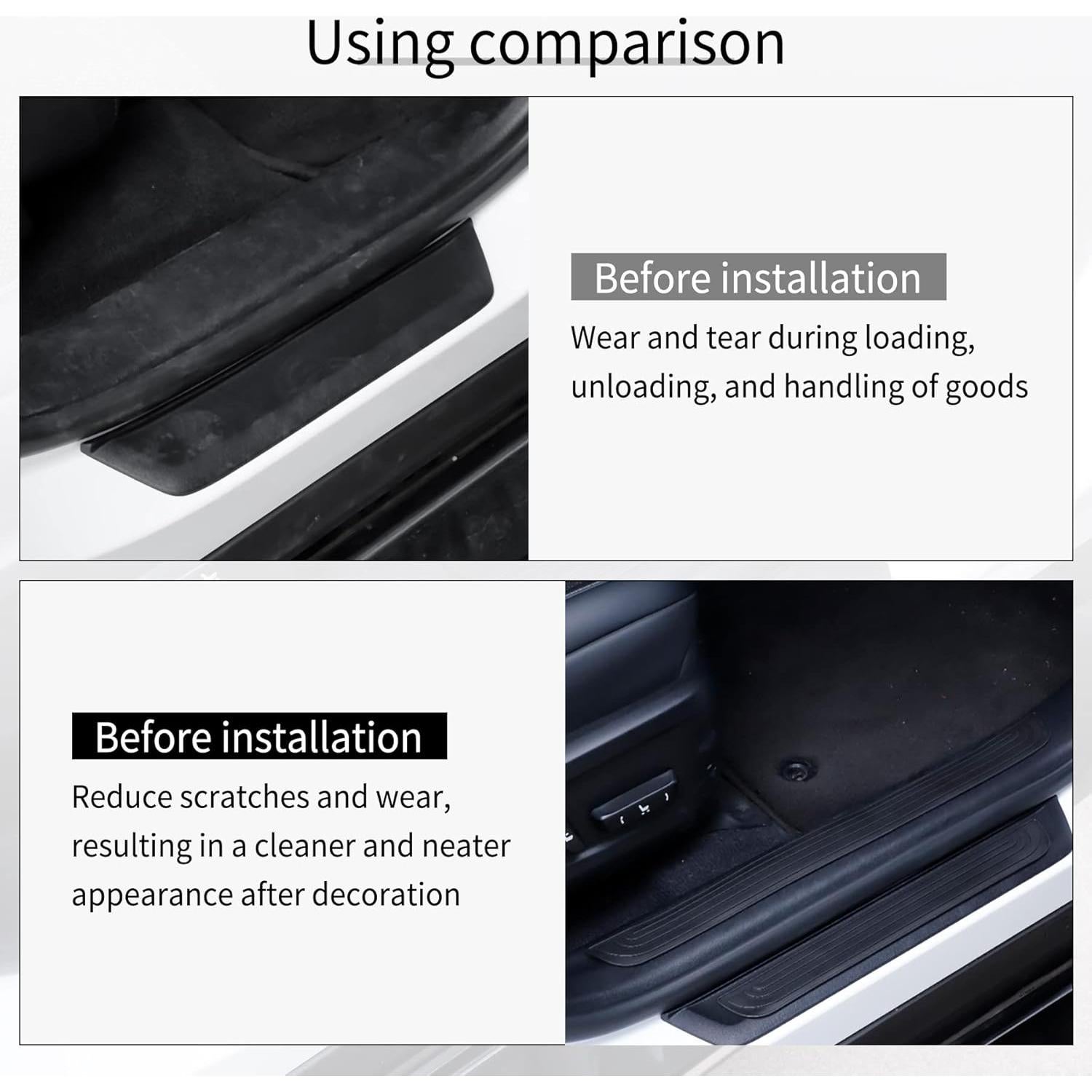 SINGARO Protección Umbral Puerta Coche 4PCS Goma Negra