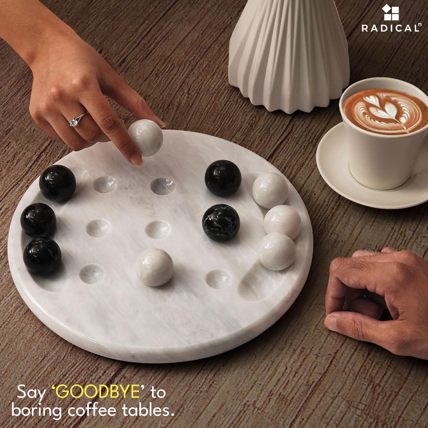 Juego de Tres en Raya de Mármol Radicaln 25,4 cm Negro y Blanco