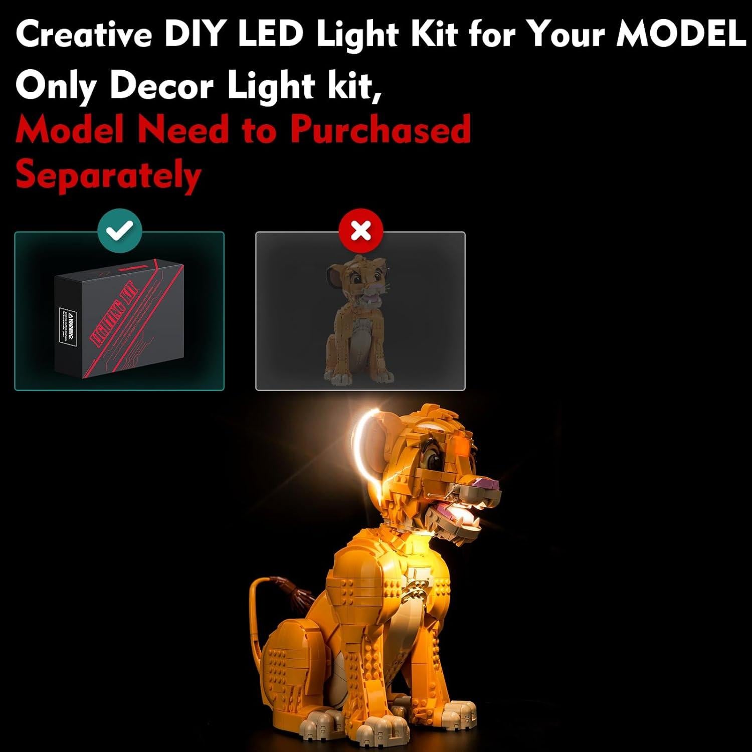 Kit de Luz LED LocoLee para LEGO 43247 Joven Simba El Rey León