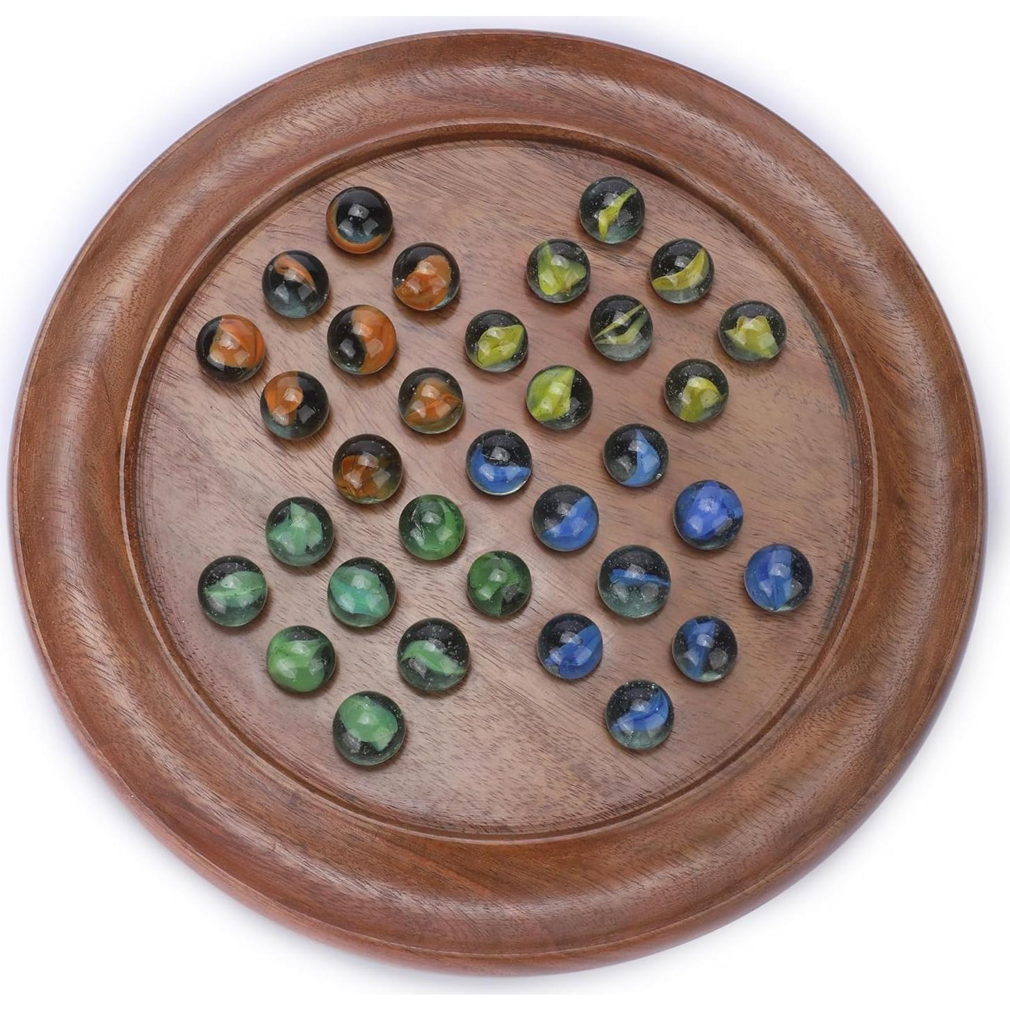 Juego de Mesa Solitario Ajuny - Madera Hecha a Mano 30.48 cm