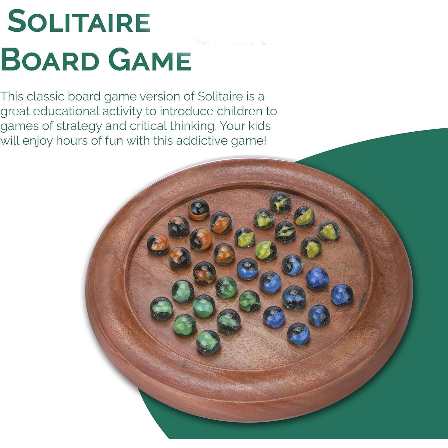 Juego de Mesa Solitario Ajuny - Madera Hecha a Mano 30.48 cm