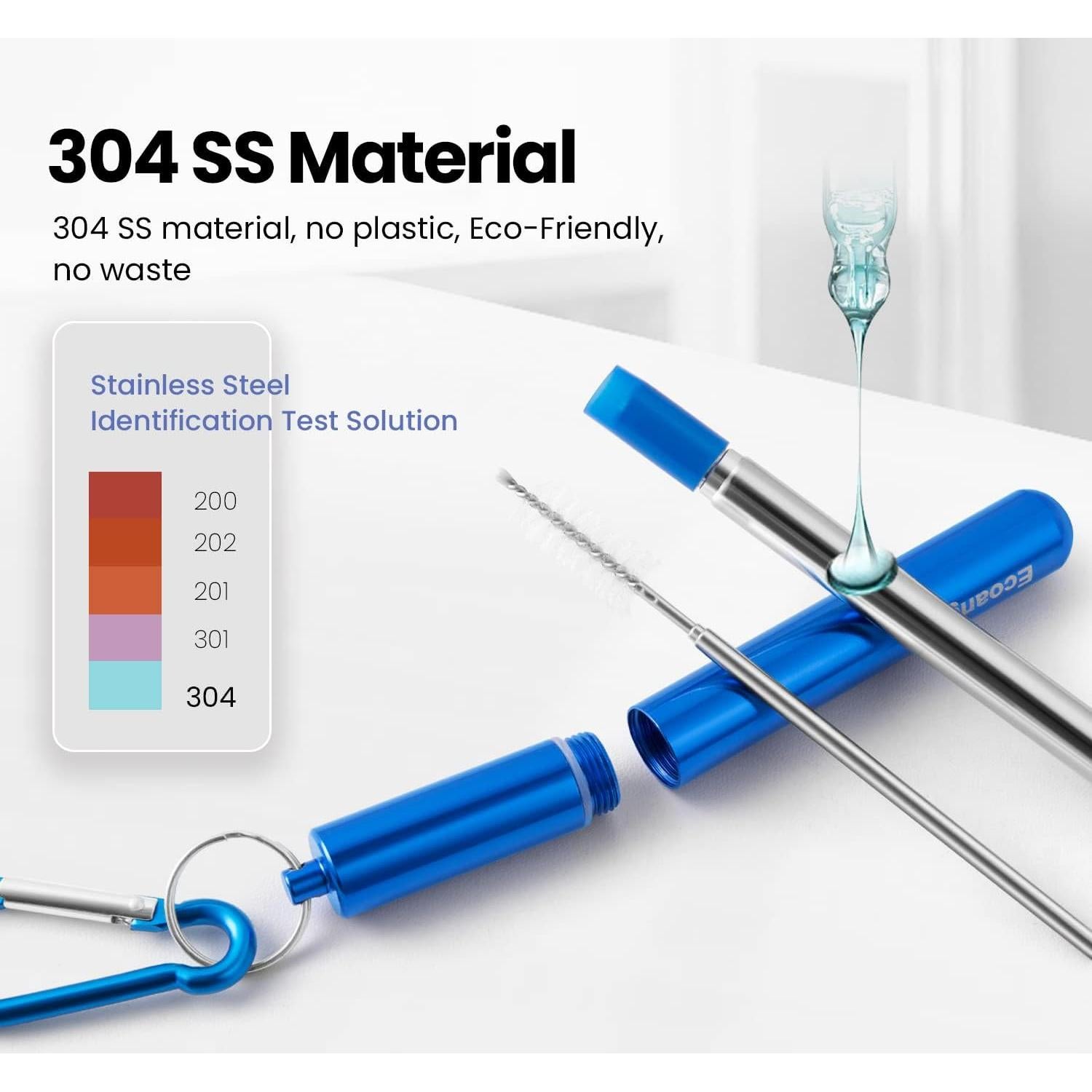 Pajitas Reutilizables Plegables Ecoangel - Acero Inoxidable 4 Unidades