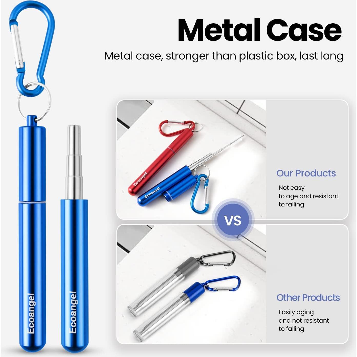 Pajitas Reutilizables Plegables Ecoangel - Acero Inoxidable 4 Unidades