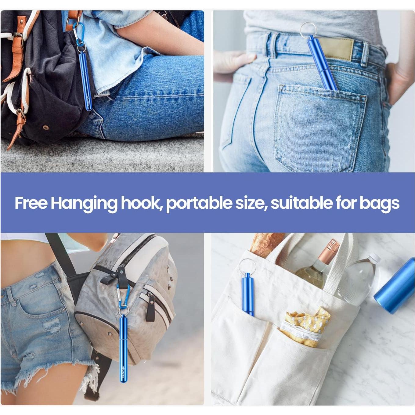 Pajitas Reutilizables Plegables Ecoangel - Acero Inoxidable 4 Unidades