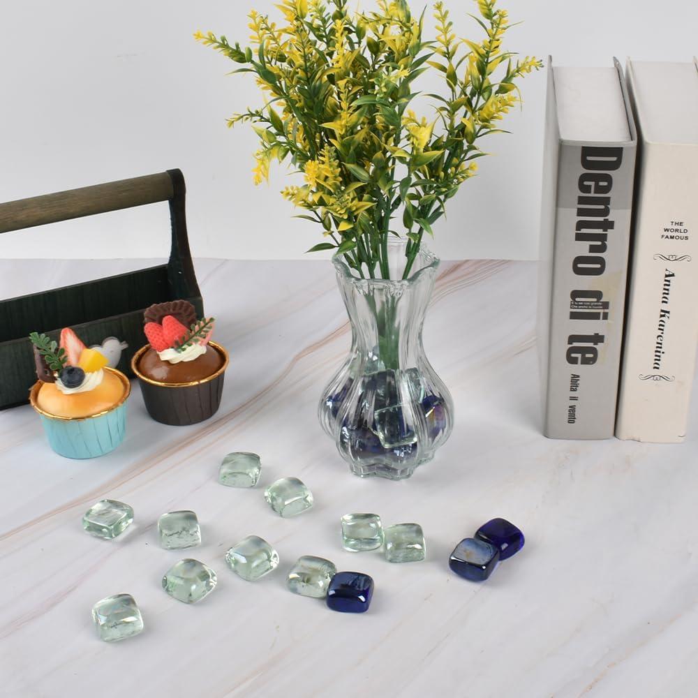 Canicas de Vidrio LUEYAO Cuadradas Azules y Transparentes 0.43kg