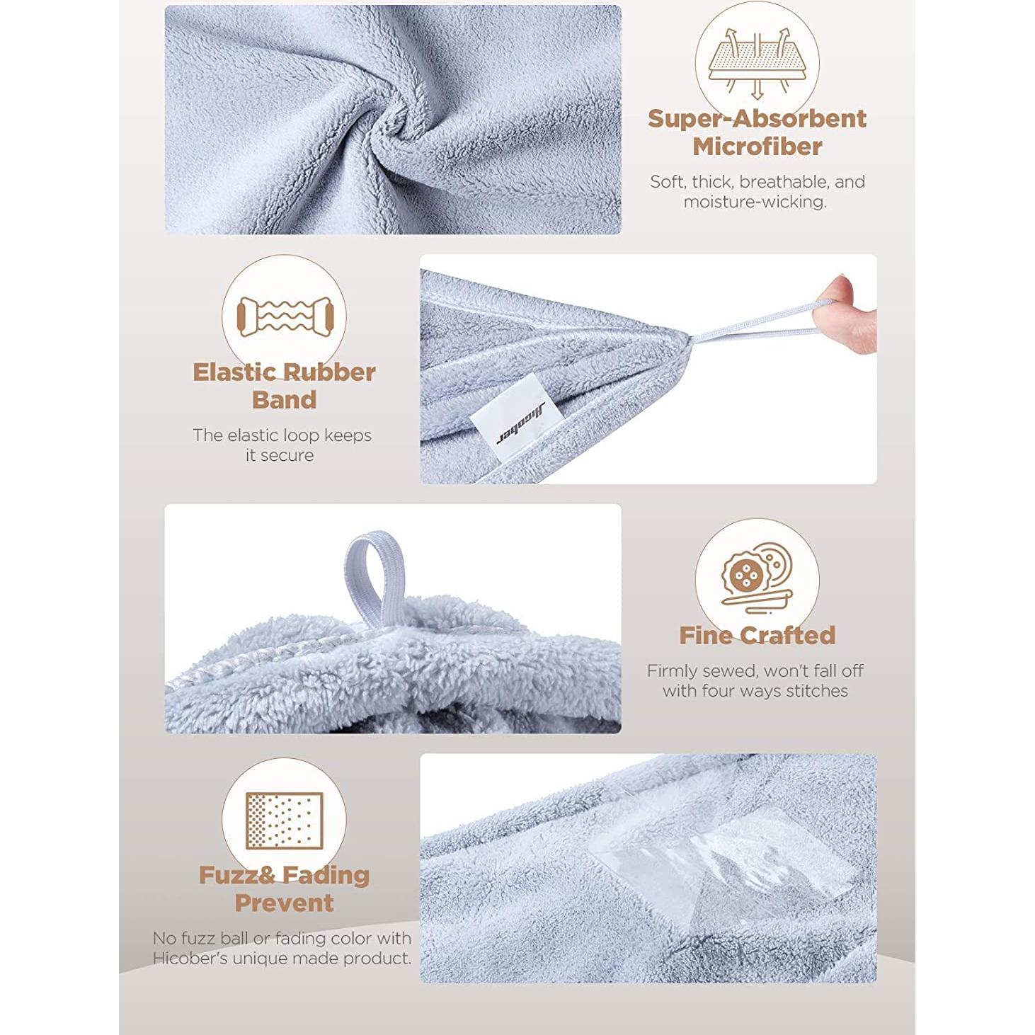 Toalla de Microfibra Hicober para Cabello Mojado - 3 Paquetes