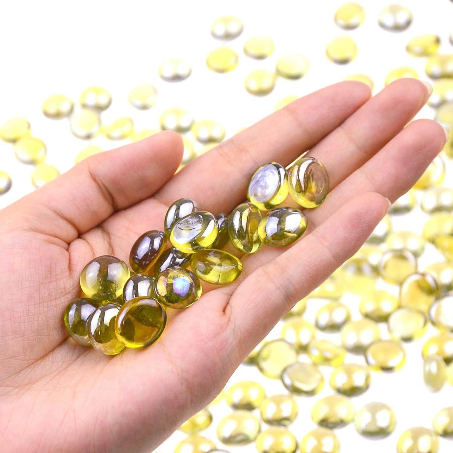 Gemas de Vidrio Plano KINGOU Amarillo 14-16 mm para Decorar