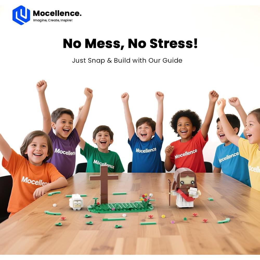 Juego de Construcción de Jesús Mocellence con Ovejas y Cruz