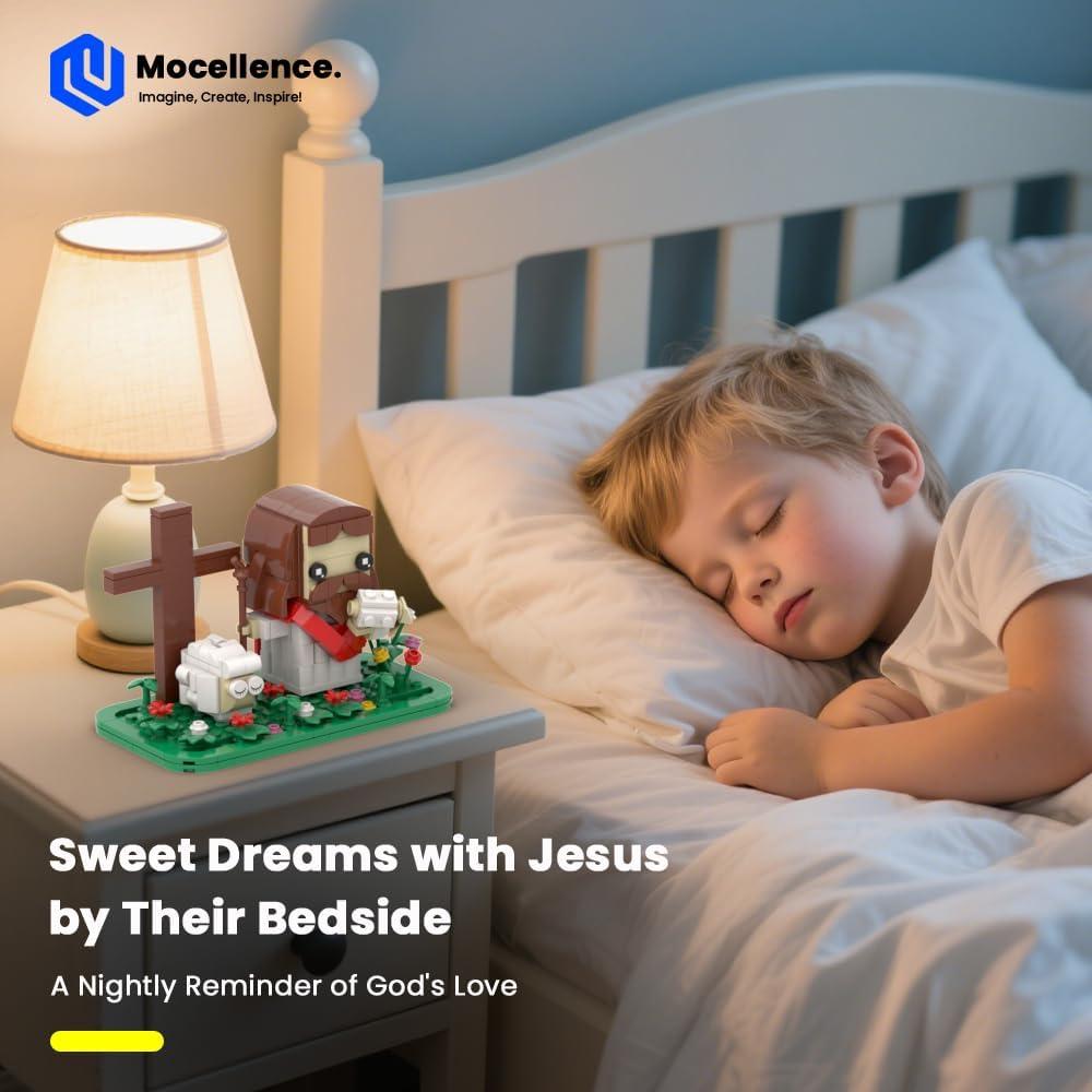 Juego de Construcción de Jesús Mocellence con Ovejas y Cruz