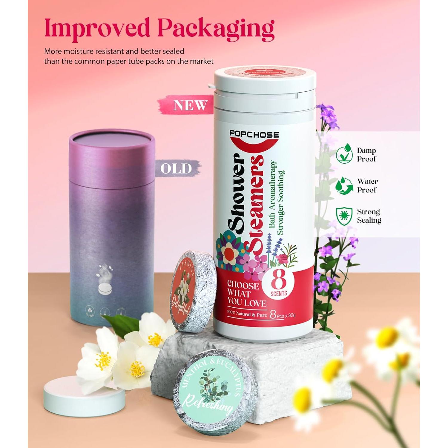 Bombas de Ducha Aromaterapia POPCHOSE - 8 Aromas Naturales