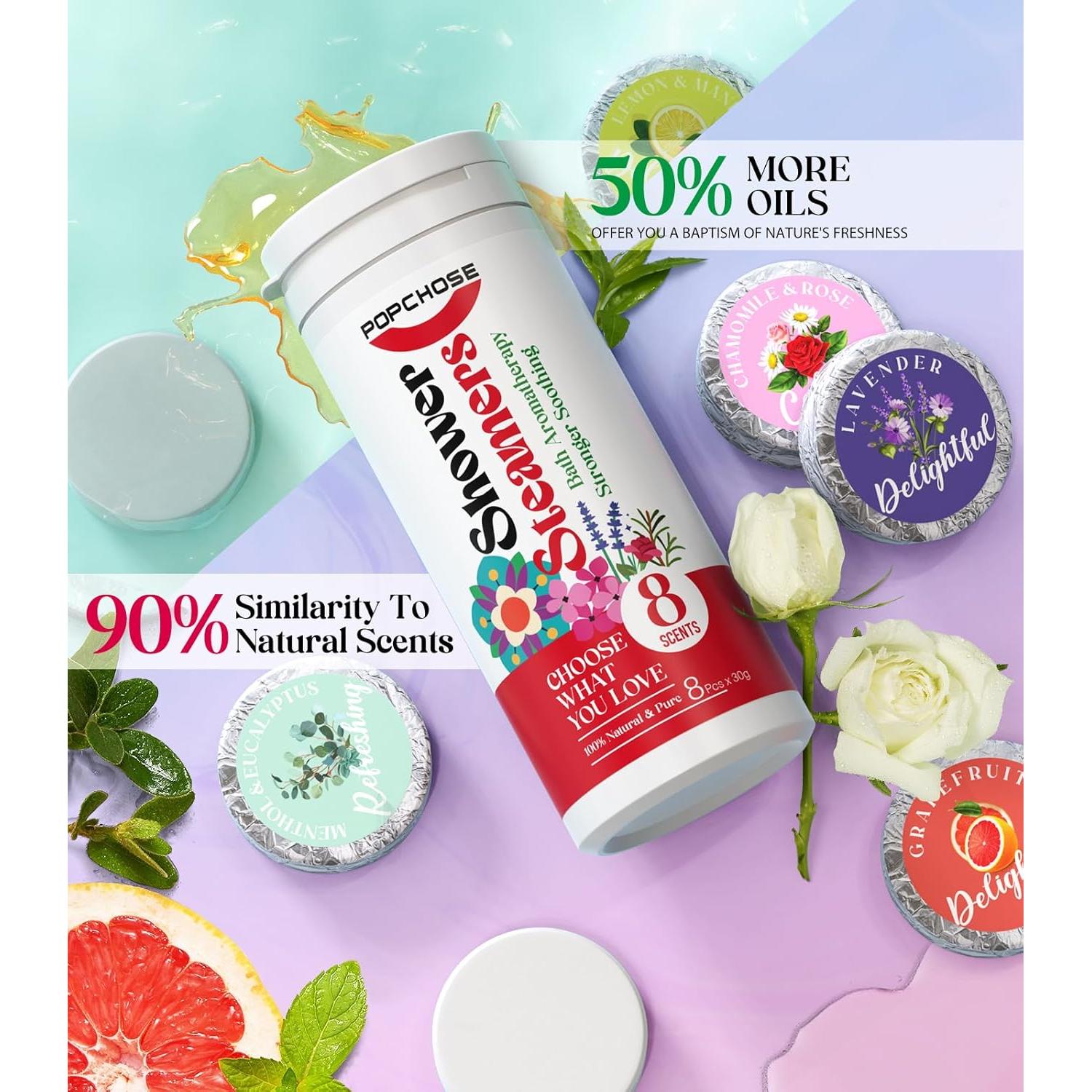 Bombas de Ducha Aromaterapia POPCHOSE - 8 Aromas Naturales