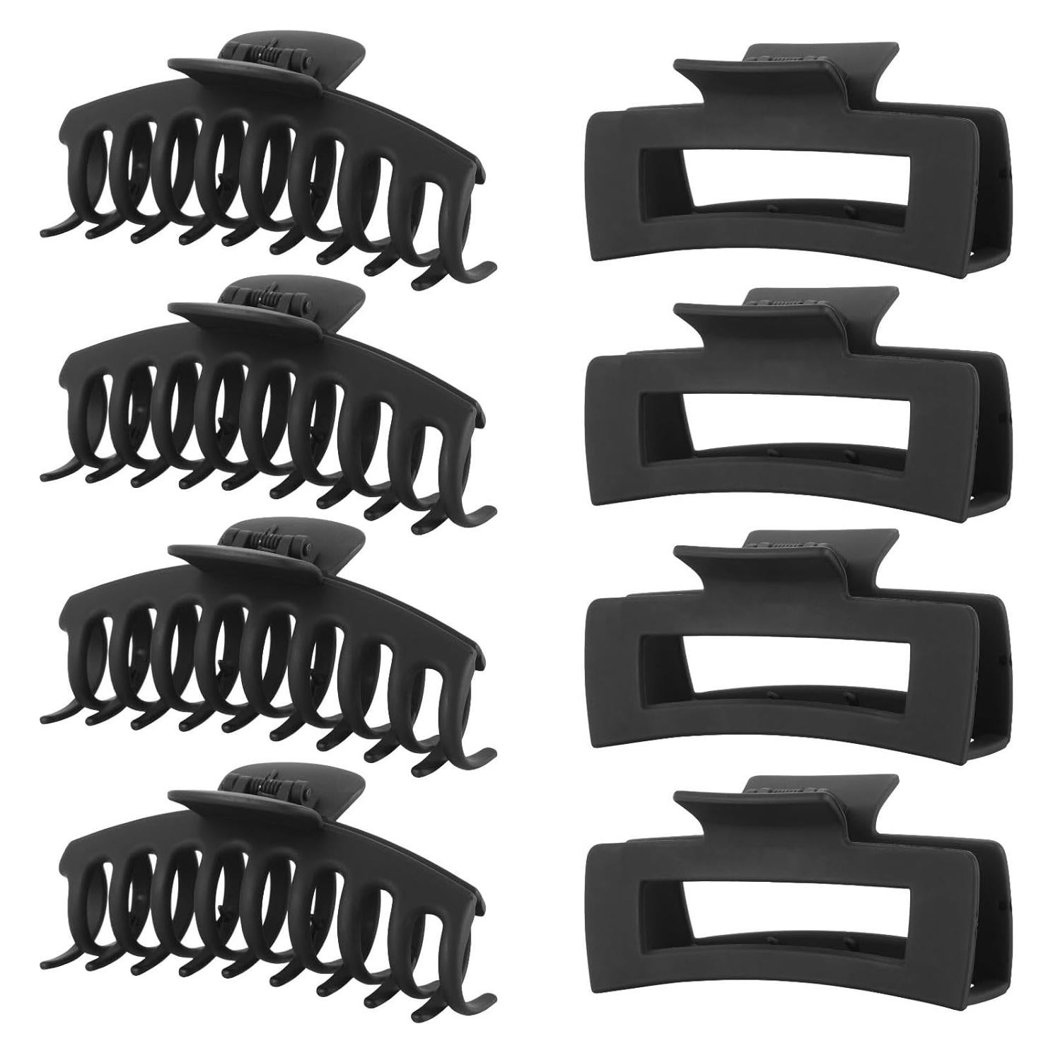 Pinzas de Pelo Negras LuSeren - Paquete de 8 Grandes 11 cm