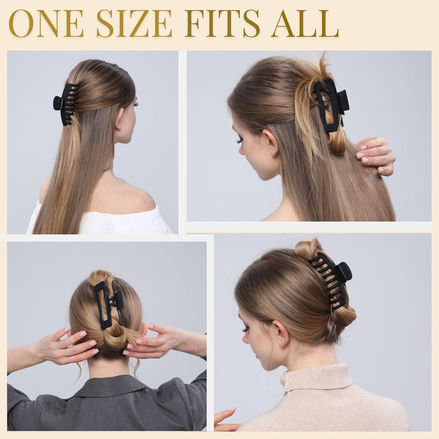 Pinzas de Pelo Negras LuSeren - Paquete de 8 Grandes 11 cm