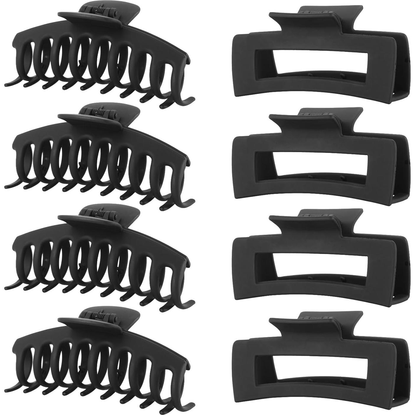 Pinzas de Pelo Negras LuSeren - Paquete de 8 Grandes 11 cm