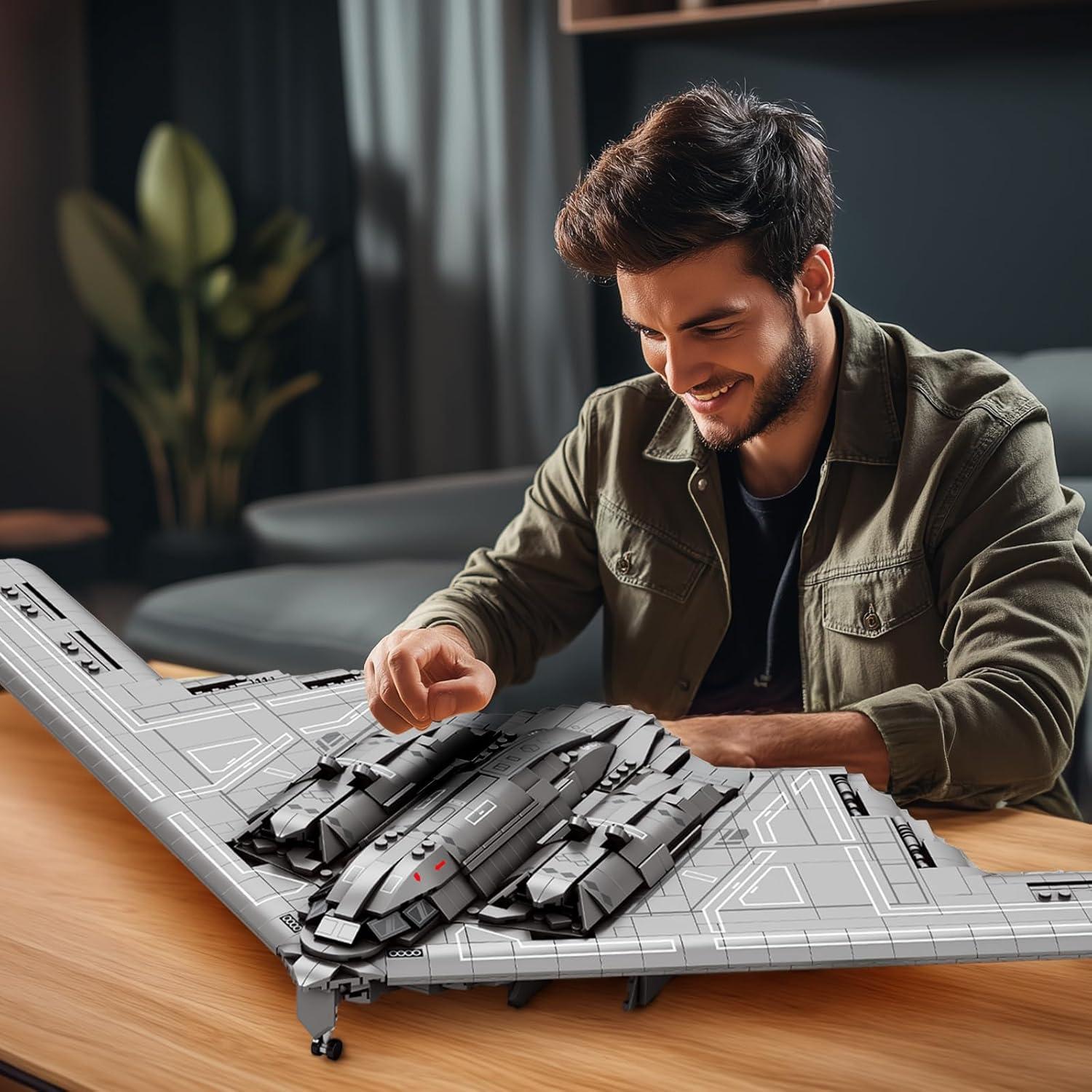 Reobrix Fighter Jet Building Set 33038, B2 Military Bomber Plane for Adults, Aviation Airplane Cool Jet Model Collection for Boys,Ideal Gifts for Kids 14+, Men and Military Fans